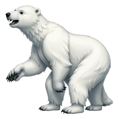 Polar bear with a wolf’s tail, fluffy neck fur, and long downward pointing tusks sticker