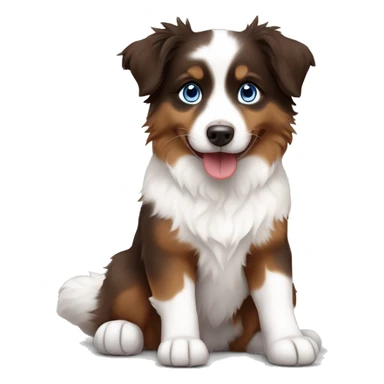 brown, white and fire with blue eyes mini australian shepherd sitting sticker