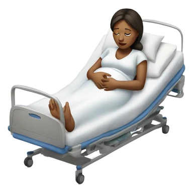 Realistic pregnant women in hospital bed sticker