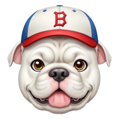 white BULLDOG with with baseball hat sticker