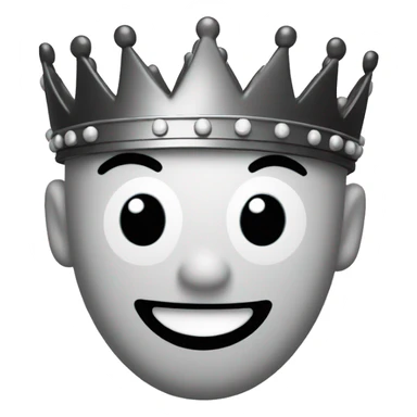 a black and white smiley face wearing a full color crown sticker