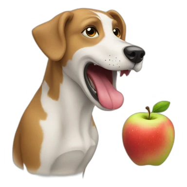 dog eating an appl sticker