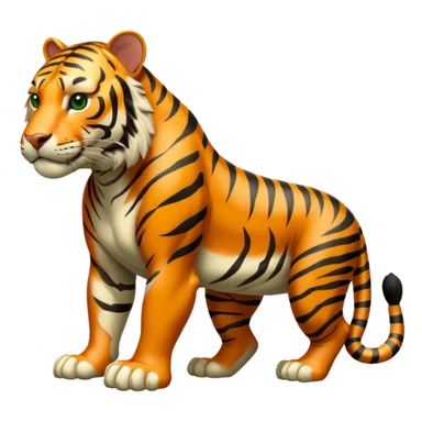full body muscular tiger on all fours, completely green with black stripes, no orange sticker