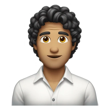 guy with a white shirt and curly black hairs sticker