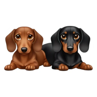Brown dachshund adult and black and brown dachshund young sticker