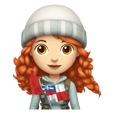 female winter mountaineer red hair holding red easter egg and greek flag  sticker