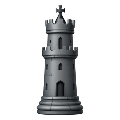 black rook chess piece, castle tower with battlements sticker