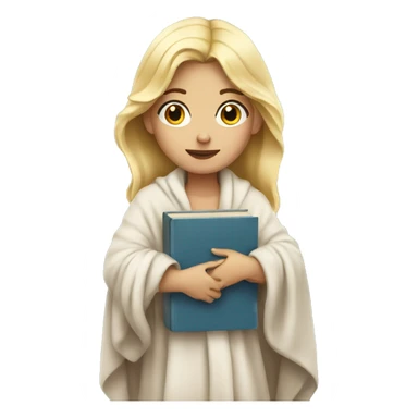 blonde girl with blanket and book sticker