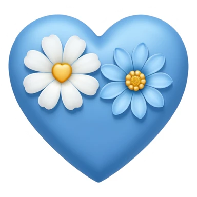 blue heart with one white flower sticker