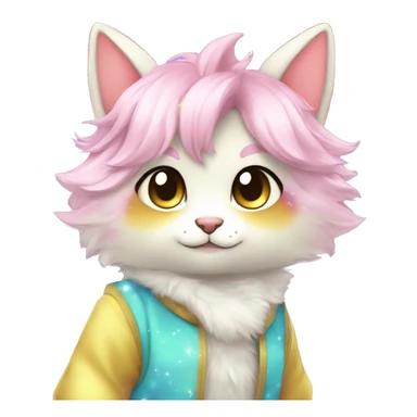 Anthro Shiny Colorful Pastel Glitter Sparkle Stars Gradient Anime Chibi Animal-Fakémon-Pokémon-Hybrid Fur Sona sticker