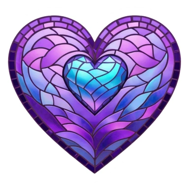 purple heart with a mosaic pattern sticker