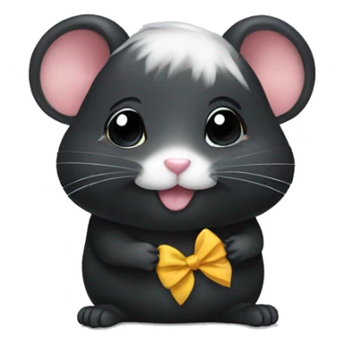 Black hamster with bow sticker