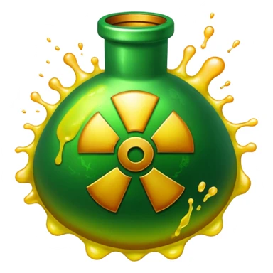 create a poison bomb which is radioactive in color, make the poison inside spoiling out and make the bomb gradient from green to yellow sticker