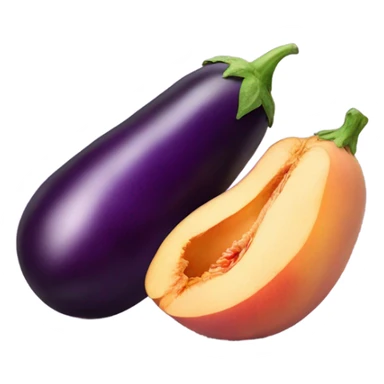 Eggplant between a peach  sticker