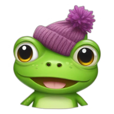 Frog wearing cat beanie sticker