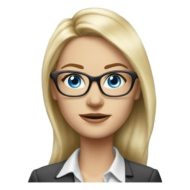 Pretty Caucasian blonde woman with glasses in a suit working, hyper realistic with blue eyes  sticker