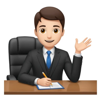 un recruteur qui pose une question à son bureau à un candidat sticker