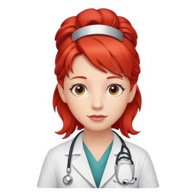 doctor with red hairclips on hair sticker