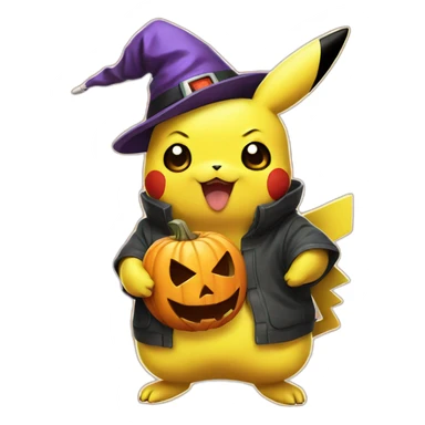 Pikachu holding a Halloween chumpkin sticker