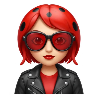 a badass ladybug with sunglasses and a leather jacket sticker