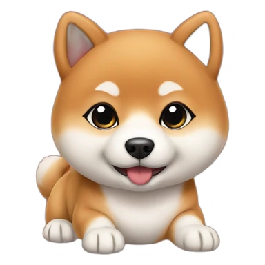 Baby shiba inu cartoon with red colour of background sticker