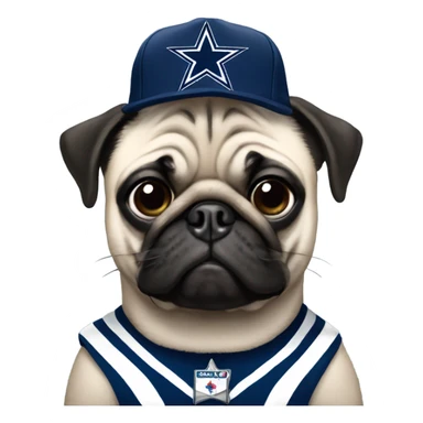 Pug with a Dallas cowboys jersey  sticker