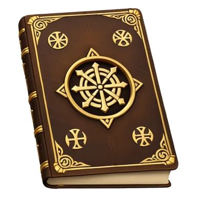 Spell Book – Old leather book with glowing runes and bookmarks sticker