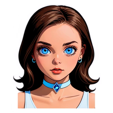 blue eyed girl with choker sticker