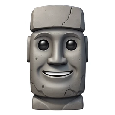 moai emoji with a happy face sticker