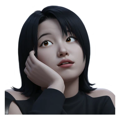 girl with stylish black hair sticker