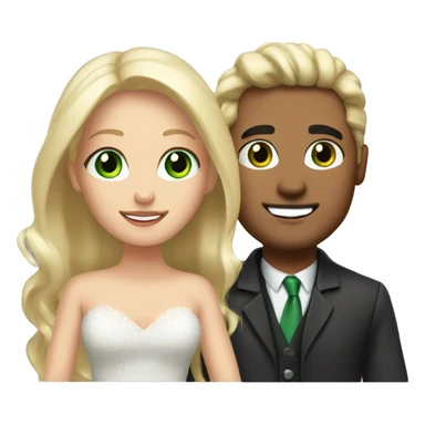 Married couple, he has black hair with gel, she has long blonde hair and green eyes  sticker