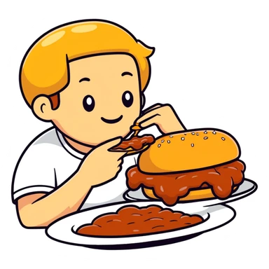person eating sloppy joe sticker
