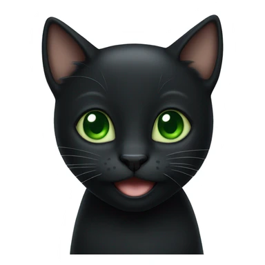 Happy black kitty with green eyes sticker