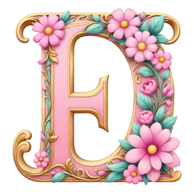 Pink, romantic, flowery, the letter “F” sticker