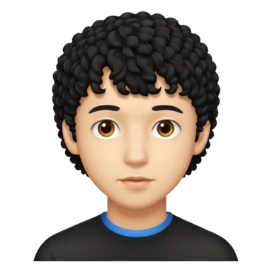 Young man with black curly hair fringe Haircut and light darāt skin sticker
