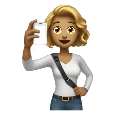 white taking selfie with phone sticker