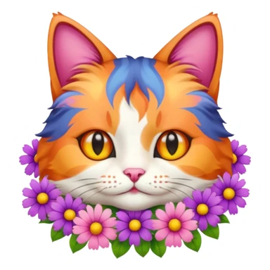 кіт з квітами sticker