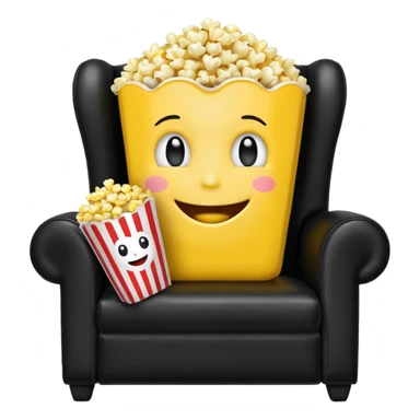 An emoji eating popcorn sitting on a recliner  sticker