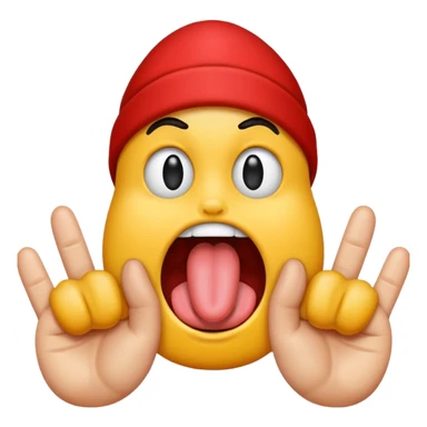 Tongue sticking out between two fingers sticker