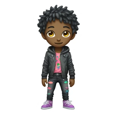 an edgy cute kawaii vernid-fionbri with splash patterns full body sticker