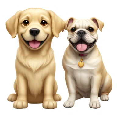 English cream golden retriever and a frenchie as best friends sticker