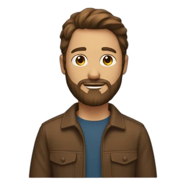 A 35 man with beard and mid hair in brown color. He has also bear and surfer aspect sticker