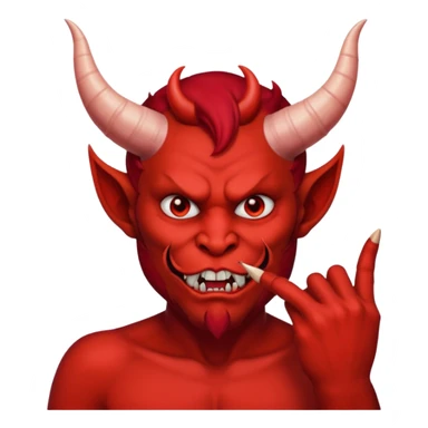 Creppy devil and shushing someone  🤫 like there figer over there mouth  like there lip is closed and the figers over sticker