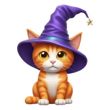 Orange cat with wizard hat sticker