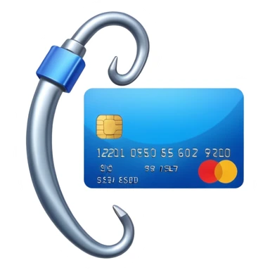 phishing, fishing hook holding a credit card sticker