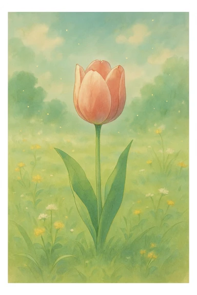 a tulip flower, natural colors, soft, fairy-like atmosphere,  sticker
