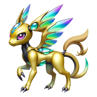 Futuristic Shiny Colorful Meloetta-Wargreymon-Trico-Pokémon-Digimon-Fakémon-fusion-hybrid-creature sticker