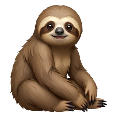 cinematic-sloth-realistic-full-body-sitting-emoji,-long-curved-claws-clinging,-thick-shaggy-brown-fur-slightly-ruffled,-head-tilted-dramatically,-slow-blinking-eyes-filled-with-serene-wisdom,-simplified-yet-realistic-focused-features,-highly-detailed,-glowing-with-an-almost-sarcastic-glow sticker