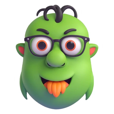 monster with a big nose and black glasses, silly expression sticker
