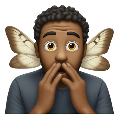 An emoji telling a secret hiding his moth with his hands sticker